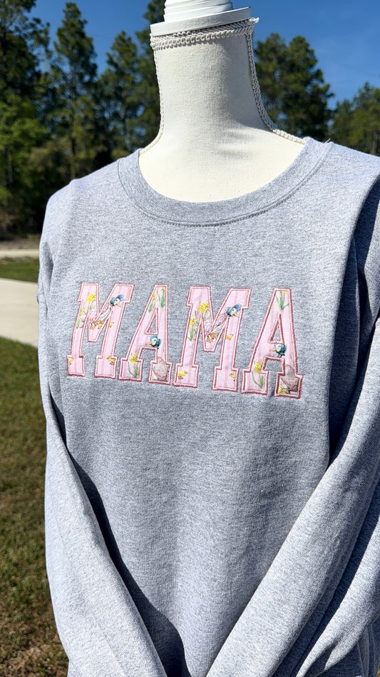 Cottage Core Embroidered MAMA Crewneck