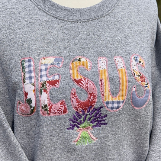 XL Embroidered JESUS Crewneck